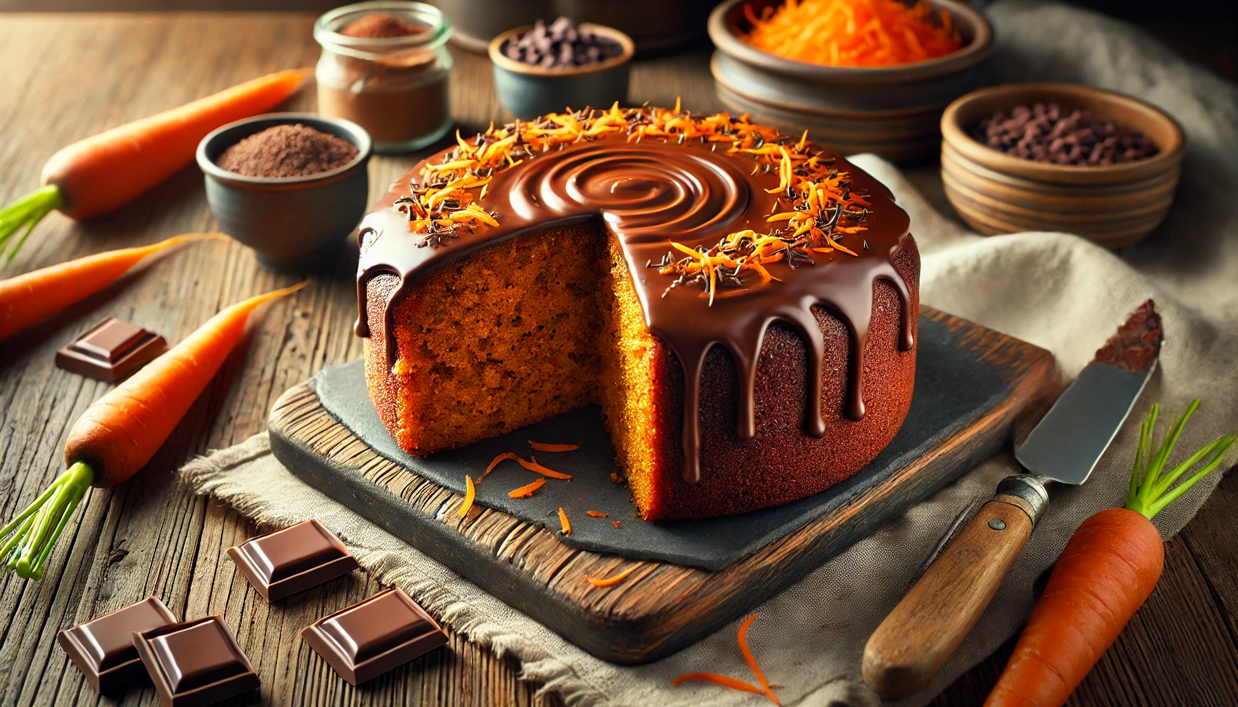 Bolo de Cenoura com Cobertura de Chocolate - Clássico e Delicioso, Ideal para Todas as Ocasiões