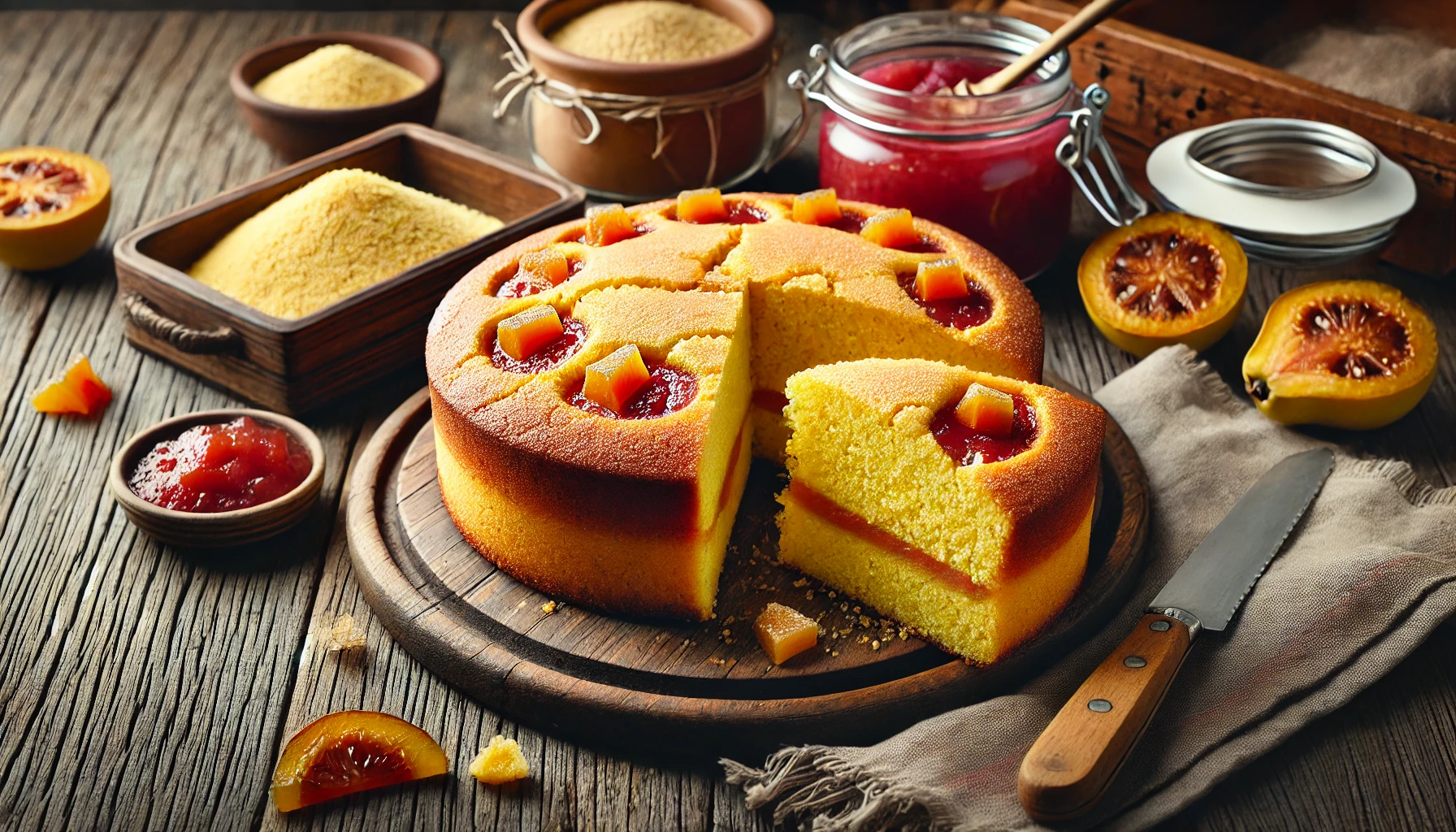 Bolo de Fubá com Goiabada - Tradicional e Saboroso, Perfeito para um Lanche da Tarde