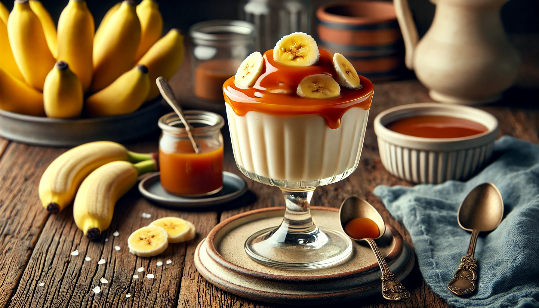 Mousse de Banana com Calda de Caramelo Salgado - Doce e Salgado na Medida Certa, Ideal para Encantar