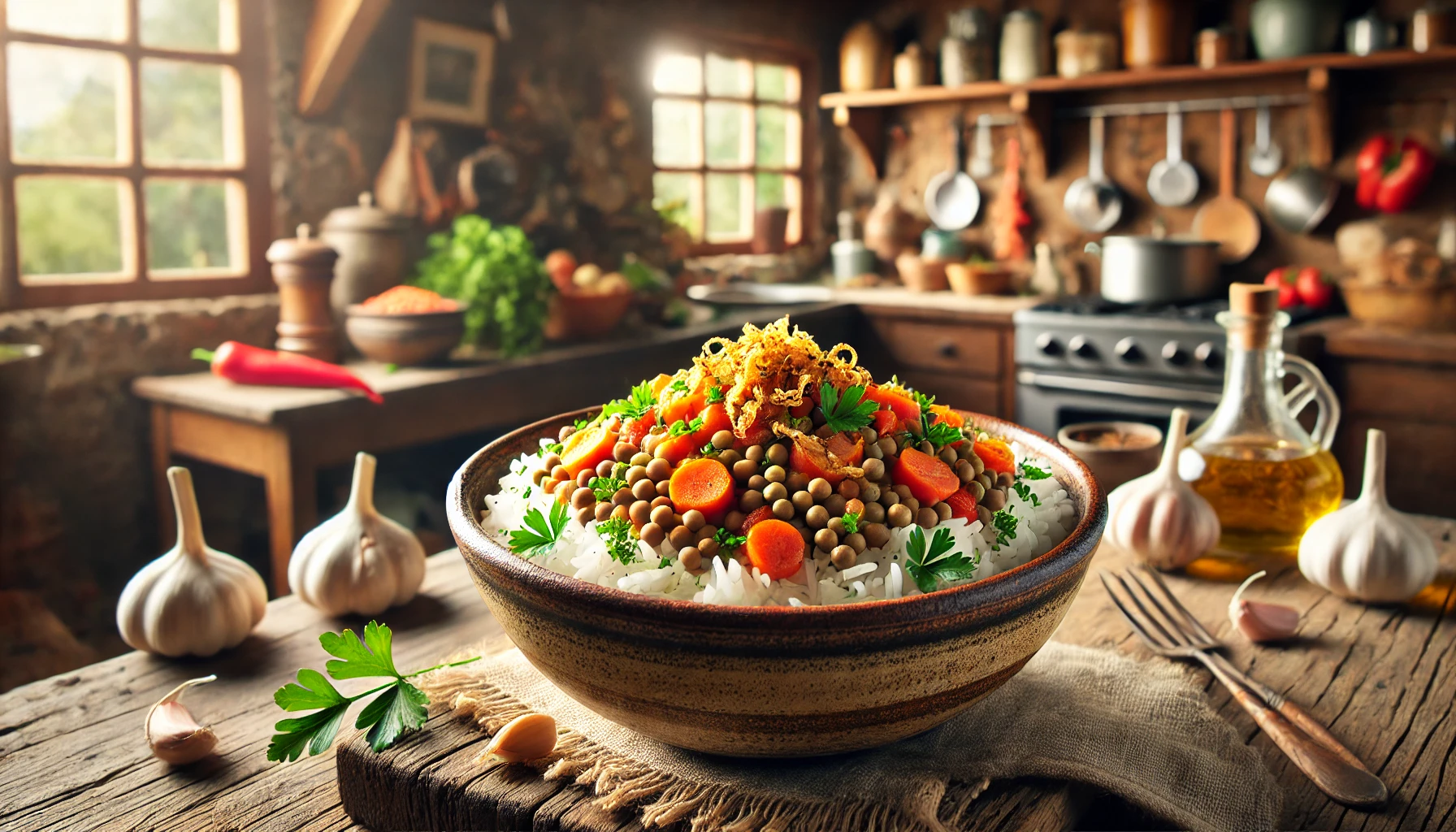 Arroz com Lentilha e Alho Frito - Receita Saborosa e Rica em Proteínas para Toda a Família