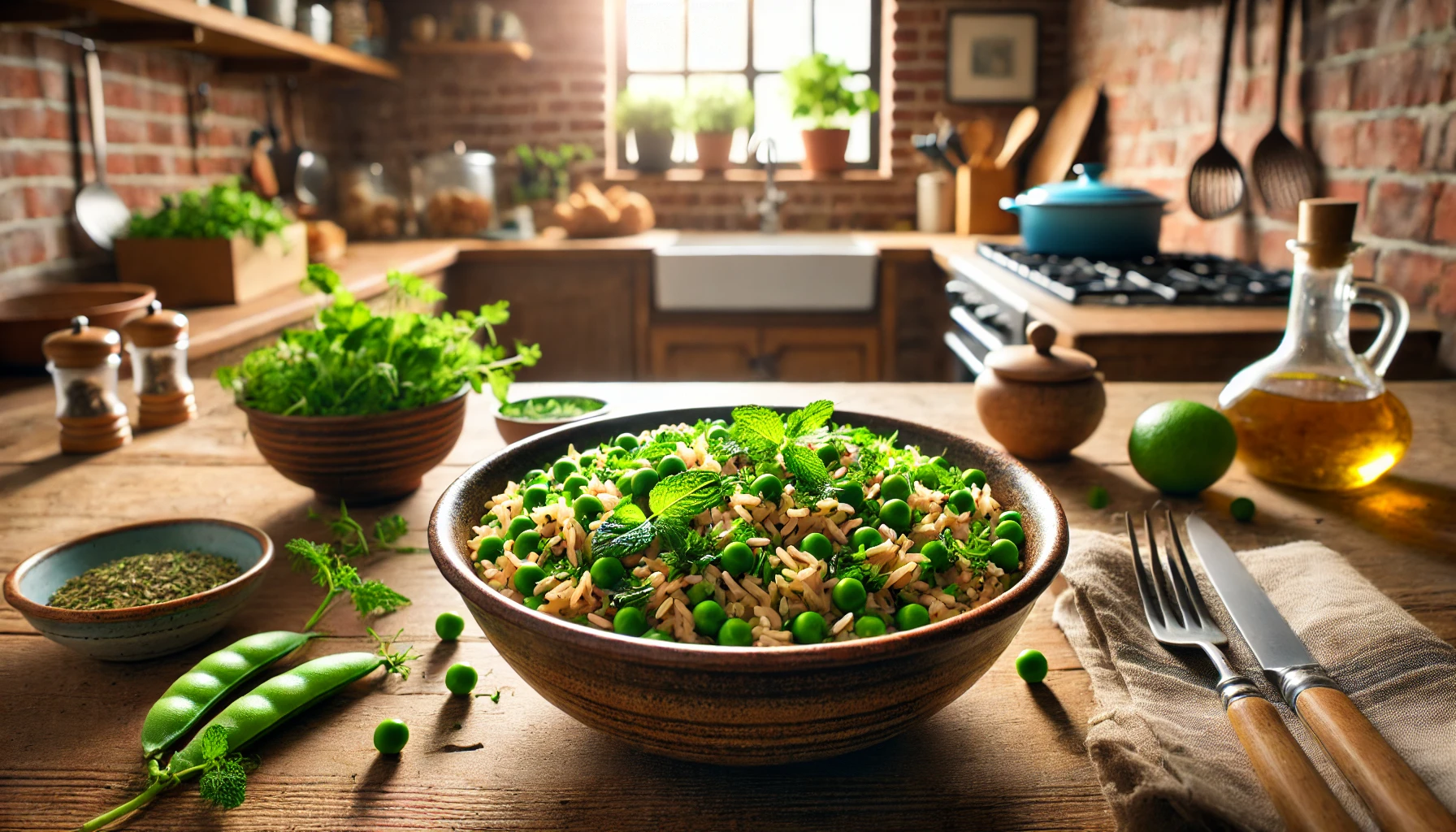 Arroz Integral com Ervilhas Frescas e Hortelã - Uma Receita Saudável e Refrescante para Reunir a Família